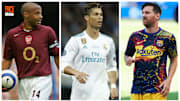 Thierry Henry, Cristiano Ronaldo et Lionel Messi. 