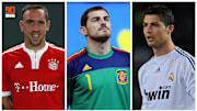 Franck Ribéry, Iker Casillas et Cristiano Ronaldo. 