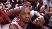 Damian Lillard after ending the Oklahoma City Thunder in the first round of the 2019 NBA Playoffs