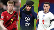 Kevin De Bruyne, Antoine Griezmann et phil Foden. 