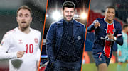 Christian Eriksen, Mauricio Pochettino et Kylian Mbappé