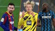 Lionel Messi, Erling Haaland et Romelu Lukaku. 