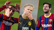 Antoine Griezmann, Erling Haaland et Lionel Messi. 
