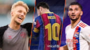 Daniel Wass, Lionel Messi et Houssem Aouar. 