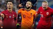 Cristiano Ronaldo, Memphis Depay et Erling Håland. 