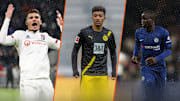 Houssem Aouar, Jadon Sancho et N'golo Kanté. 