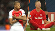 Kylian Mbappé avec l'AS Monaco, Erling Haaland avec le Red Bull Salzburg.