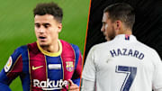 Le milieu offensif brésilien du Barça, Philippe Coutinho et le flop du Real Madrid Eden Hazard.
