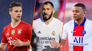 Joshua Kimmich, Karim Benzema et Kylian Mbappé. 