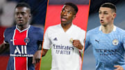 Idrissa Gueye, Vinicius Junior et Phil Foden. 