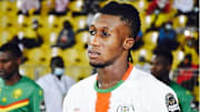 Lamine Ouattara avec le Burkina Faso lors de la CHAN 2020. 