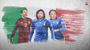 Gianluigi Buffon, Andrea Pirlo et Franco Baresi. 