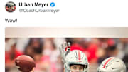 Former Ohio State head coach Urban Meyer tweeted an awesome photo of Joe Burrow and Chase Young