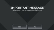 The "Important Message" prompt players would receive after every game, courtesy of the hackers.