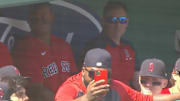 David Ortiz had some fun in Boston's dugout on Sunday.