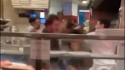 Pizza shop brawl.