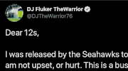 Offensive lineman DJ Fluker announced on Twitter that he's been released by the Seattle Seahawks