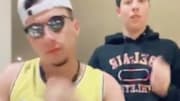 Chiefs quarterback Patrick Mahomes, left, takes part in his brother Jackson's TikTok
