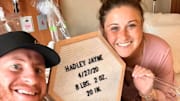Philadelphia Eagles quarterback Carson Wentz and wife Maddie celebrating the birth of their daughter, Hadley Jayne Wentz