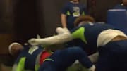 Cleveland Browns offensive tackle Jedrick Wills lays the smackdown on some poor child