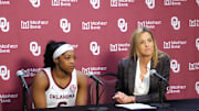 Watch Oklahoma HC Jennie Baranczyk, G Sahara Williams Recap Win Over Belmont