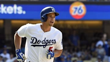Jul 31, 2016; Los Angeles, CA, USA; Los Angeles Dodgers shortstop Corey Seager (5) run in a three run home run against the Arizona Diamondbacks during the seventh inning at Dodger Stadium. Mandatory Credit: Richard Mackson-USA TODAY Sports
