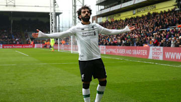 LONDON, ENGLAND - MARCH 31: Mohamed Salah of Liverpool celebrates after scoring his sides second goal during the Premier League match between Crystal Palace and Liverpool at Selhurst Park on March 31, 2018 in London, England. (Photo by Jordan Mansfield/Getty Images)