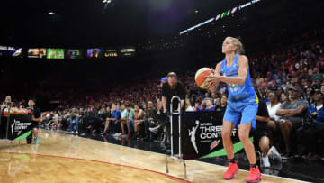 LAS VEGAS, NEVADA - JULY 26: Allie Quigley of the Chicago Sky competes in the 3-Point Contest during the Skills Challenge of the WNBA All-Star Friday Night at the Mandalay Bay Events Center on July 26, 2019 in Las Vegas, Nevada. NOTE TO USER: User expressly acknowledges and agrees that, by downloading and or using this photograph, User is consenting to the terms and conditions of the Getty Images License Agreement. (Photo by Ethan Miller/Getty Images)