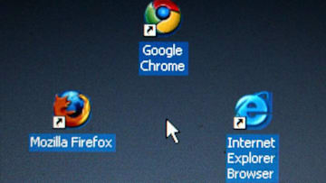 MUNICH, GERMANY - SEPTEMBER 06: In this photo illustration Google's Chrome browser shortcut, Google Inc.'s new Web browser, is displayed next to Mozilla Firefox shortcut and Microsoft's Internet Explorer browser shortcut, on an laptop. (Photo Illustration by Alexander Hassenstein/Getty Images)