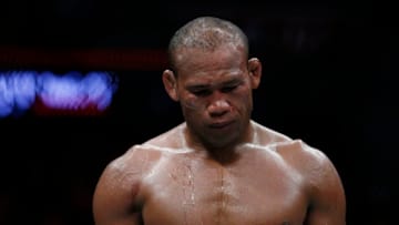 SUNRISE, FLORIDA - APRIL 27: Ronaldo Souza of Brazil reacts during his middleweight bout against Jack Hermansson of Sweden at UFC Fight Night at BB&T Center on April 27, 2019 in Sunrise, Florida. (Photo by Michael Reaves/Getty Images)