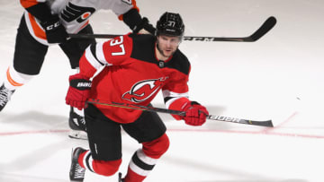 Pavel Zacha #37 of the New Jersey Devils. (Photo by Bruce Bennett/Getty Images)