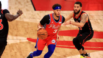 Seth Curry, Sixers (Photo by Mike Ehrmann/Getty Images)