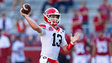 Stetson Bennett #13 of the Georgia Bulldogs (Photo by Wesley Hitt/Getty Images)
