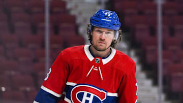 Jan 30, 2022; Montreal, Quebec, CAN; Montreal Canadiens right wing Tyler Toffoli. Mandatory Credit: David Kirouac-USA TODAY Sports