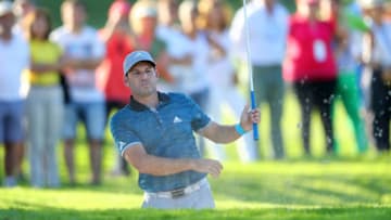 CADIZ, SPAIN - OCTOBER 20: Sergio Garcia of Spain hits from a bunker on the 18th hole during day two of the Andalucia Valderrama Masters at Real Club Valderrama on October 20, 2017 in Cadiz, Spain. (Photo by Warren Little/Getty Images)