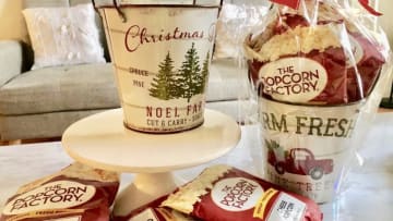 Truck Popcorn and Tree Popcorn Pails from The Popcorn Factory, photo by Sandy Casanova