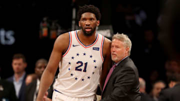 Joel Embiid, Brett Brown | Philadelphia 76ers (Photo by Elsa/Getty Images)