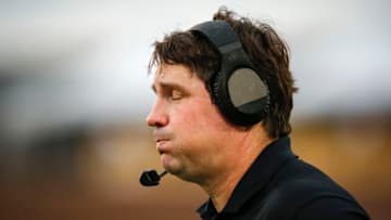 Head coach Will Muschamp of the South Carolina Gamecocks, Missouri. (Photo by David Eulitt/Getty Images)