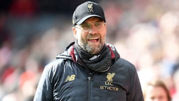 LIVERPOOL, ENGLAND - MARCH 10: Jurgen Klopp, manager of Liverpool looks on during the Premier League match between Liverpool FC and Burnley FC at Anfield on March 10, 2019 in Liverpool, United Kingdom. (Photo by Michael Regan/Getty Images)