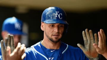 MINNEAPOLIS, MN - AUGUST 14: Paulo Orlando #16 of the Kansas City Royals celebrates scoring a run against the Minnesota Twins during the sixth inning of the game on August 14, 2016 at Target Field in Minneapolis, Minnesota. The Royals defeated the Twins 11-4. (Photo by Hannah Foslien/Getty Images)
