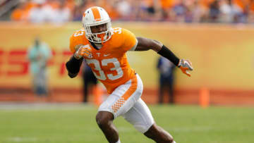 TAMPA, FL - JANUARY 1: LaDarrell McNeil #33 of the Tennessee Volunteers against the Northwestern Wildcats during the Outback Bowl at Raymond James Stadium on January 1, 2016 in Tampa, Florida. (Photo by Mike Carlson/Getty Images)