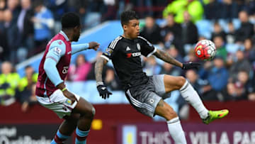 BIRMINGHAM, ENGLAND - APRIL 02: Kenedy of Chelsea and Micah Richards of Aston Villa compete for the ball during the Barclays Premier League match between Aston Villa and Chelsea at Villa Park on April 2, 2016 in Birmingham, England. (Photo by Shaun Botterill/Getty Images)