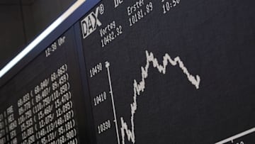 FRANKFURT AM MAIN, GERMANY - NOVEMBER 09: The graph showing the day's course of the DAX index at the Frankfurt Stock Exchange on November 9, 2016 in Frankfurt, Germany. Stock markets around the world reacted with volatility to the surprise win for Republican candidate Donald Trump in yesterday's U.S. presidential elections. (Photo by Thomas Lohnes/Getty Images)