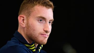 Sweden's forward Dejan Kulusevski looks on during a press conference at the Friends Arena in Stockholm on November 8, 2021, a few days ahead of the FIFA World Cup Qatar 2022 Group B qualification football match between Georgia and Sweden to be played in Batumi, Georgia on November 11. (Photo by Jonathan NACKSTRAND / AFP) (Photo by JONATHAN NACKSTRAND/AFP via Getty Images)