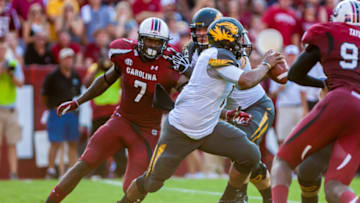 South Carolina football's Jadeveon Clowney with a sack against Missouri in 2012. Mandatory Credit: Jeff Blake-USA TODAY Sports