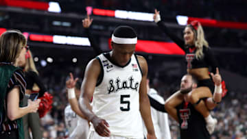 MINNEAPOLIS, MINNESOTA - APRIL 06: Cassius Winston #5 of the Michigan State Spartans reacts after being defeated by the Texas Tech Red Raiders 61-51 during the 2019 NCAA Final Four semifinal at U.S. Bank Stadium on April 6, 2019 in Minneapolis, Minnesota. (Photo by Streeter Lecka/Getty Images)