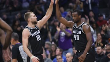 Domantas Sabonis #10 and Harrison Barnes #40 of the Sacramento Kings. (Photo by Lachlan Cunningham/Getty Images)