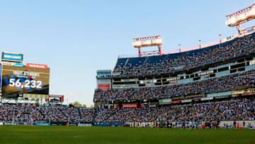 NASHVILLE, TN - JULY 29: A general view of the stands as 56,232 fans break the record for the most attended Soccer game in the state of Tennessee during the second half of the 2017 International Champions Cup between Tottenham and Manchester City. (Photo by Frederick Breedon/Getty Images)