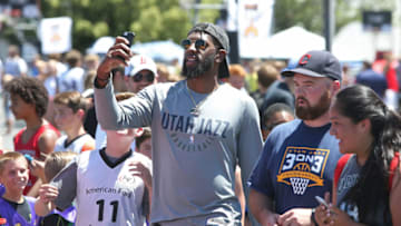 SALT LAKE CITY, UT - JULY 02: Royce O'Neale #23 of the Utah Jazz helps host a 3 v 3 Tournament at vivint.SmartHome Arena on July 2, 2018 in Salt Lake City, Utah. Copyright 2018 NBAE (Photo by Melissa Majchrzak/NBAE via Getty Images)