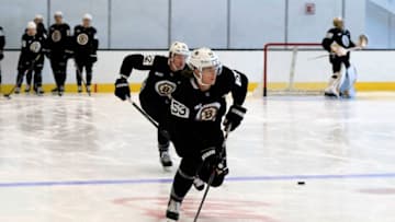 BOSTON, CA - JUNE 29: Boston Bruins forward Jack Studnicka (53) during the Boston Bruins Development Camp on June 29, 2018, at Warrior Ice Arena in Boston, Massachusetts. (Photo by Fred Kfoury III/Icon Sportswire via Getty Images)